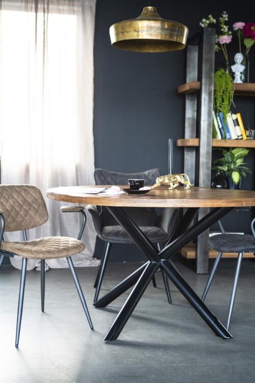 Ronde Eettafel Oscar mangohout met kruispoot Naturel 150cm - Afbeelding 7