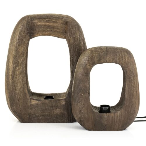 Tafellamp Gibs Hout 40cm hoog - Bruin - Afbeelding 3
