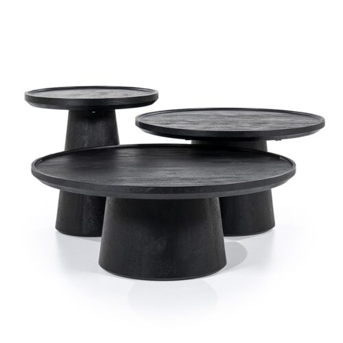 Ronde Salontafel Ron Mangohout 66 cm - Zwart - Afbeelding 3