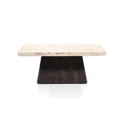 Salontafel Travis Mangohout en Travertin 80 x 80 cm - Afbeelding 4