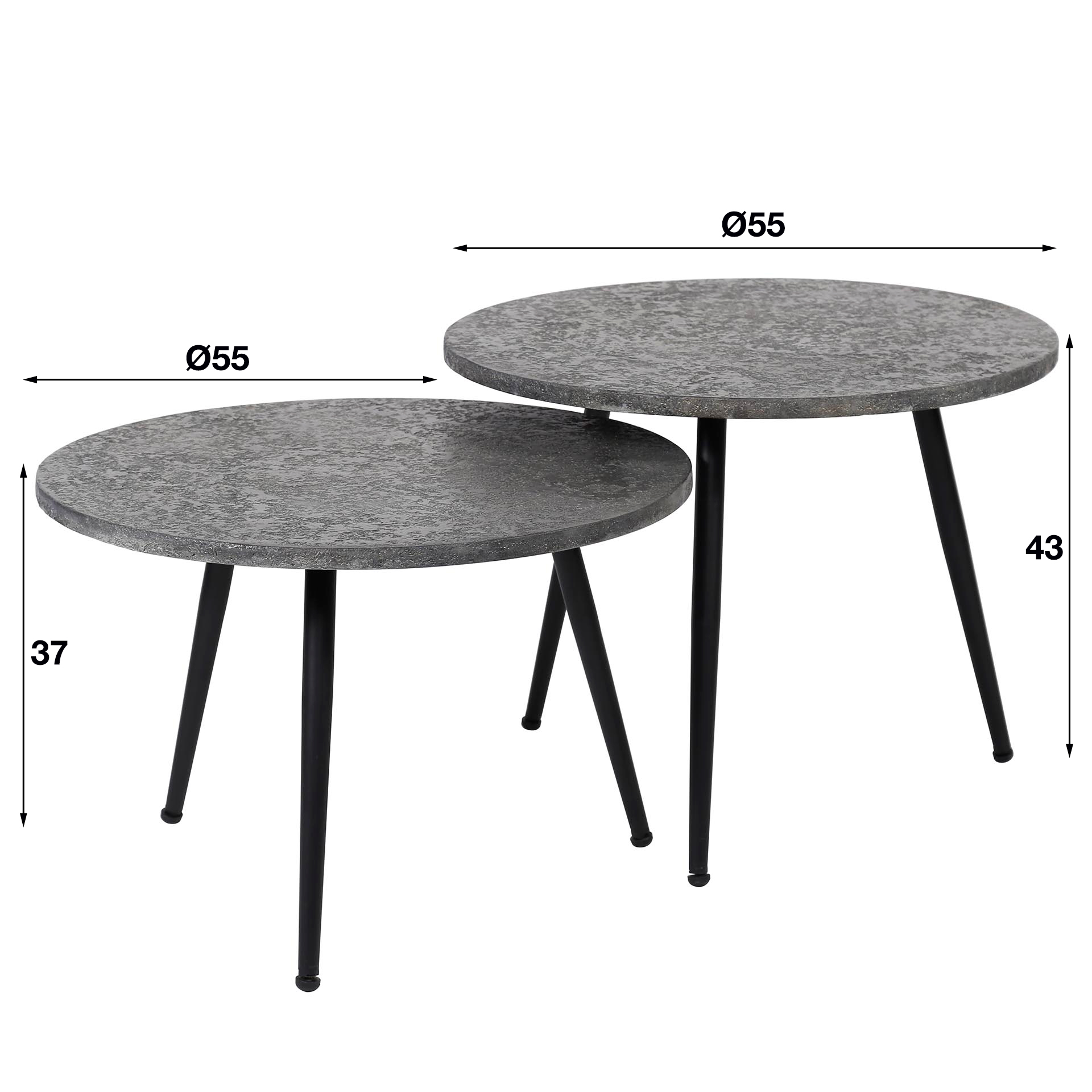 Salontafel met ronde buis Metallic set van 2 stuks Grijs - Afbeelding 4