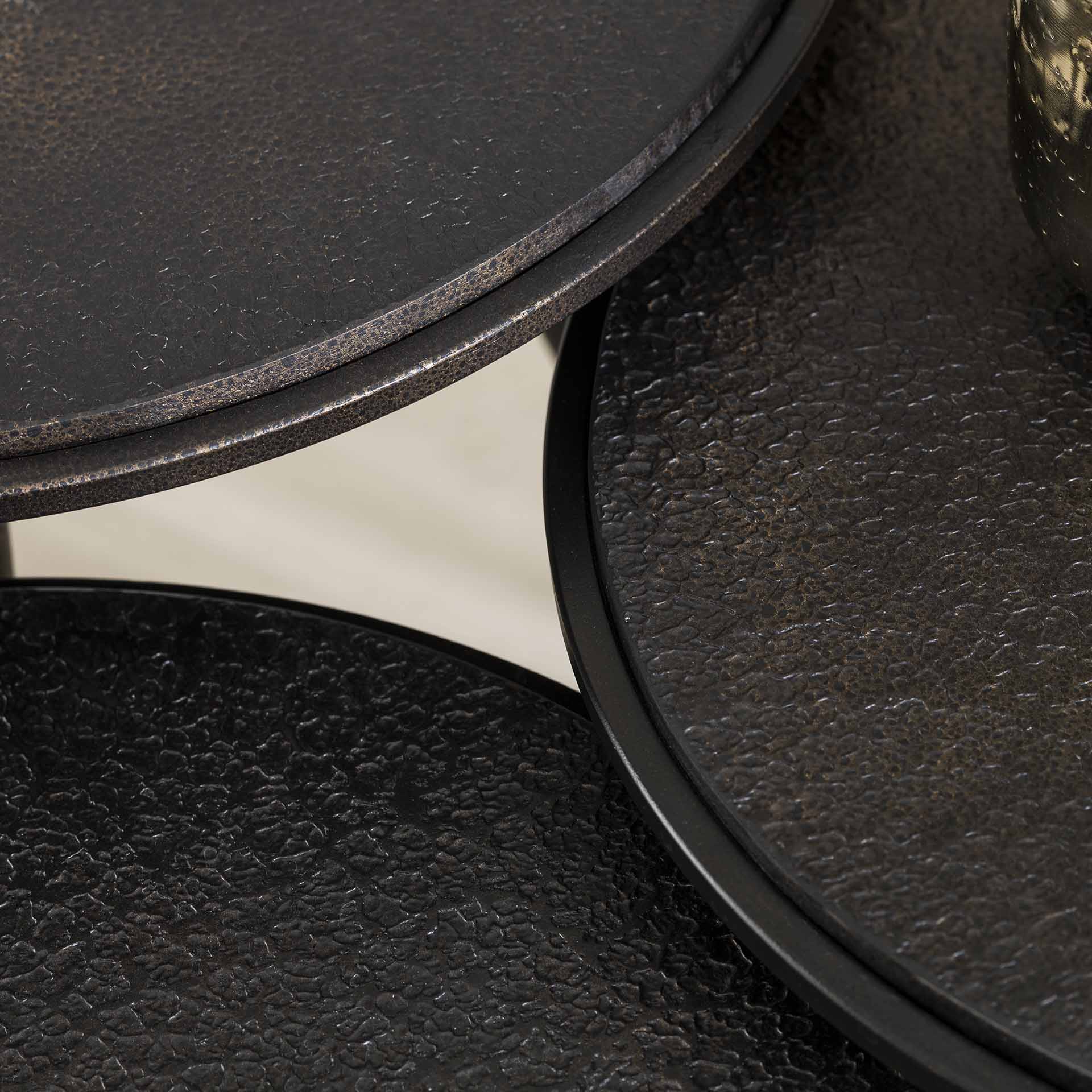 Ronde Salontafel Metallic set van 3 stuks Zwart (showroom model) - Afbeelding 2