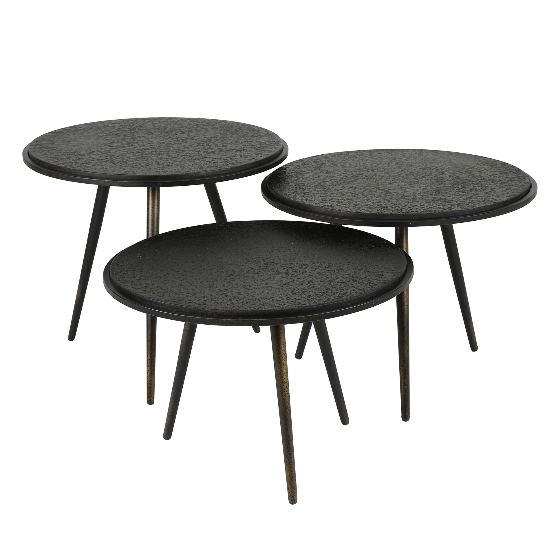 Ronde Salontafel Metallic set van 3 stuks Zwart (showroom model) - Afbeelding 5