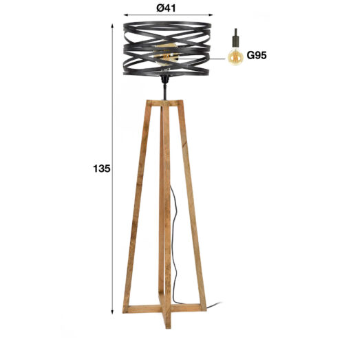 Vloerlamp Twist Houten Kruis Frame - 1 lamp - Afbeelding 8