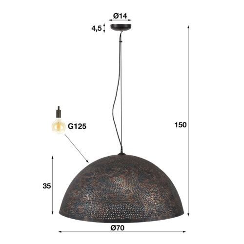 Hanglamp Punch Zwart Bruin - 1 lamp - Afbeelding 8