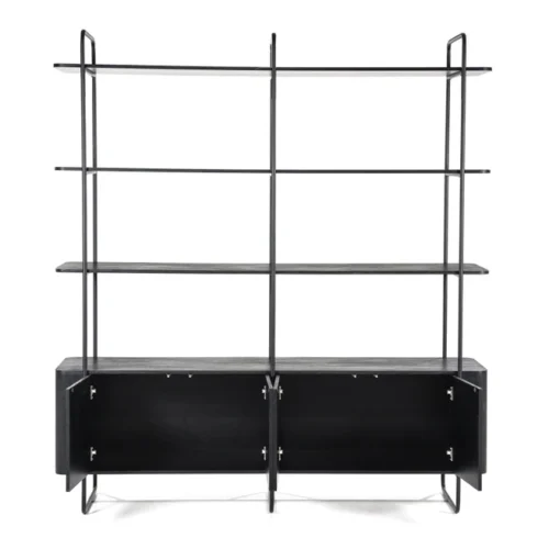 Wandkast James Mangohout en Metaal 190x210cm - Zwart - Afbeelding 7