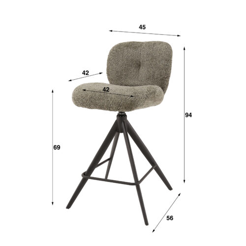 Barstoel Comfort Bouclé - Zandkleur (zithoogte 67 cm) - Afbeelding 3