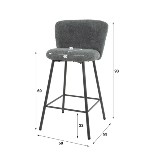 Barstoel Curve Bouclé Zand (zithoogte 69 cm) - Afbeelding 4