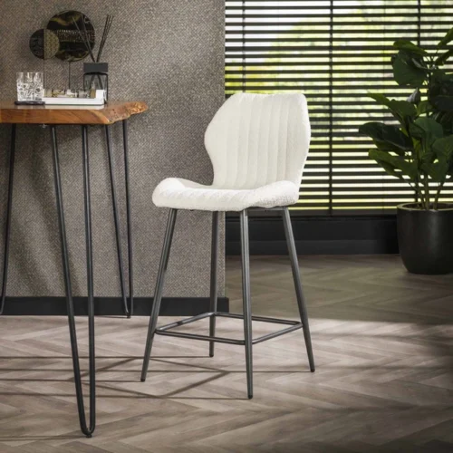 Barstoel Lende Bouclé Grijs (zithoogte 67 cm) - Afbeelding 4
