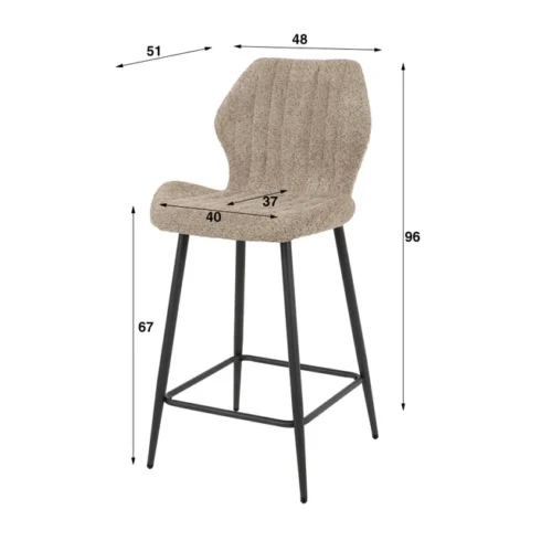 Barstoel Lende Bouclé Grijs (zithoogte 67 cm) - Afbeelding 3
