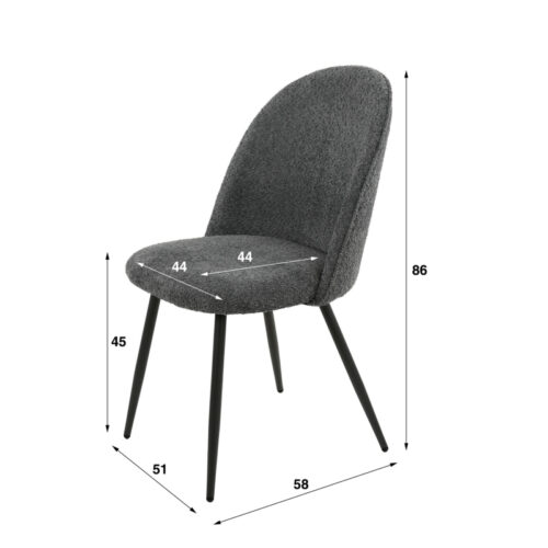 Eetkamerstoel Tom met hoge rug - Bouclé Wit - Afbeelding 4
