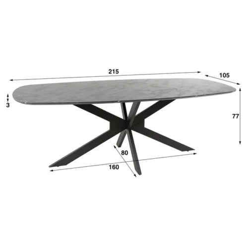 Deens Ovale Eettafel Mousa Keramieklook 180 x 90cm - Afbeelding 6