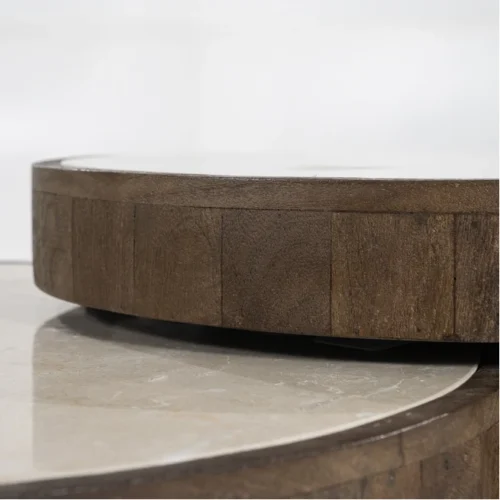 Salontafel Hazel Mangohout en Marmer Set van 2 stuks - Afbeelding 9