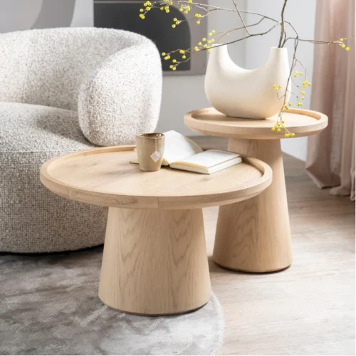 Ronde Salontafelset Leia Eikenhout Naturel