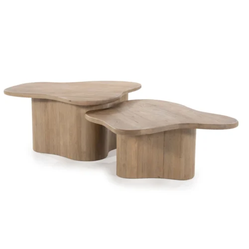 Organische Salontafel Fall Mangohout Set van 2 - Naturel