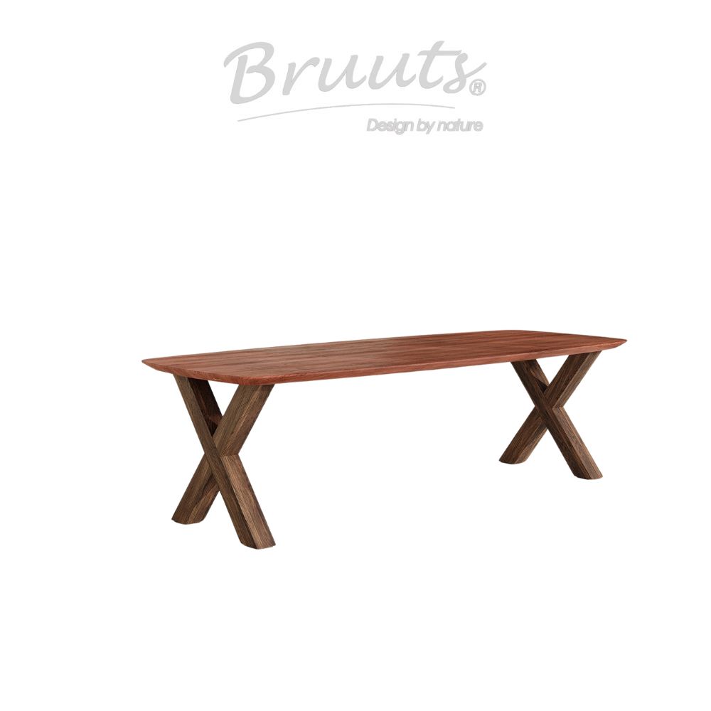 Deens Ovaal Verjongde Rand - Jacaranda - X Onderstel Hout - Walnut